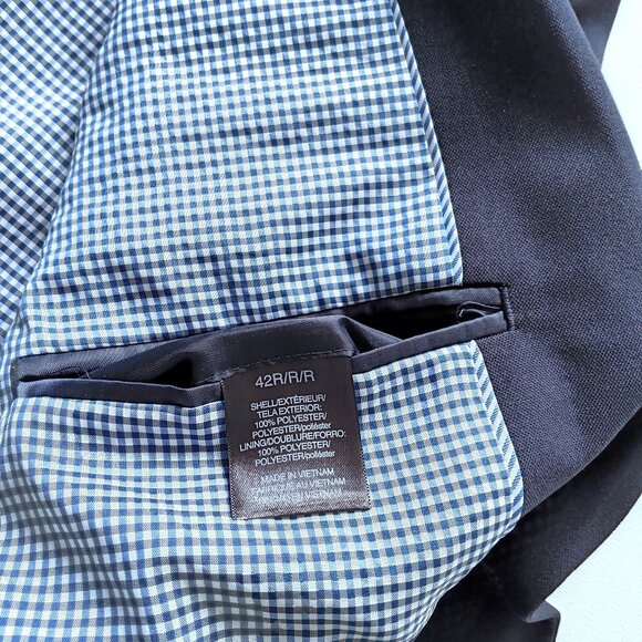 Dark Navy Blue WRINKLE RESISTANT Suit Jacket /Navy Blazer / Navy Sport Coat 42R - Picture 10 of 12